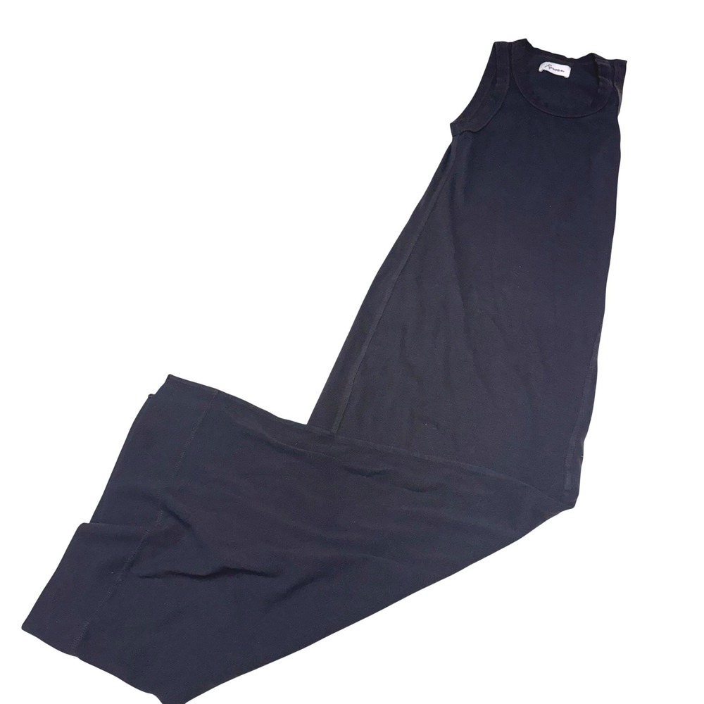 Rowan Ribbed Tank Maxi Dress XS Dark Charcoal Grey Cotton Modal Made in USA